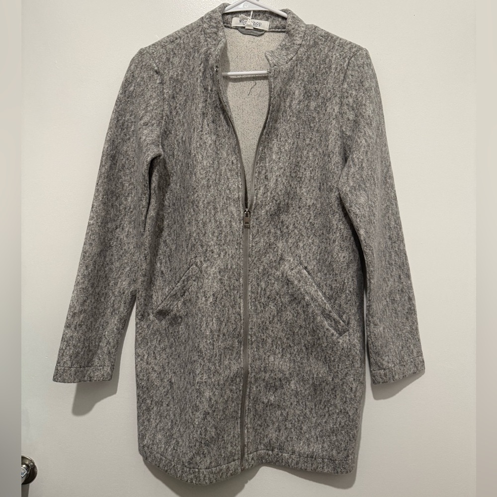 NWT Workshop Republic women's front zip side pockets coat in hemp gray